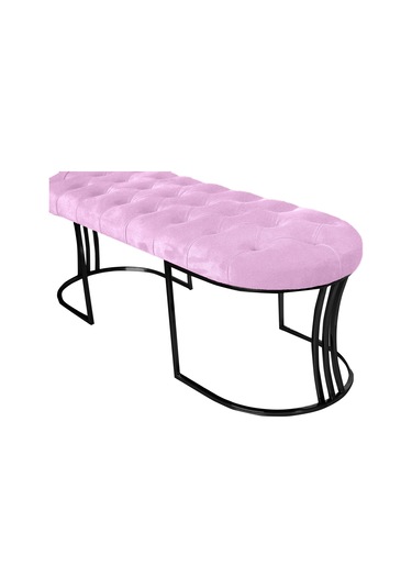 Viego Siyah Bench Puf Pembe