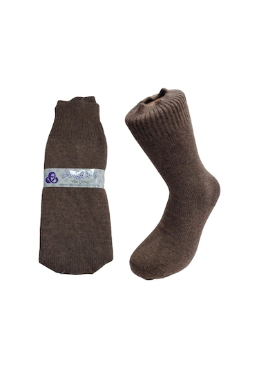 Yerli Üretim Erkek Yün Wool Soket Çorap-kahve Kahverengi