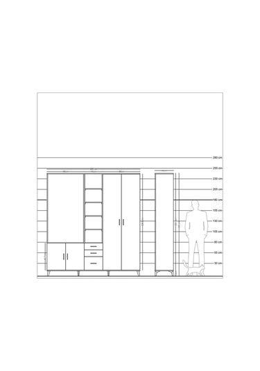 Hyperion Dolap 13 Raflı 3 Çekmeceli 4 Kapaklı 220x44x243 Antrasit-çam/aytaşı Atlas Çam/aytası
