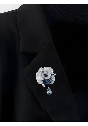 Bijoubijou Brosh Çiçek Gül 431720937 Gri