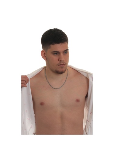 Labalaba Erkek Burgu Zincir Çelik Kolye Gümüş