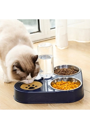 Techtic 3in1 Kedi Köpek Mama Su Kabı Paslanmaz Çelik Mama Kabı