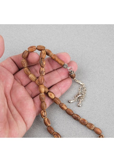 Kör Diken Ağacı Alpaka Püsküllü Fıçı Kesim 7.5x10mm Tesbih Kahverengi