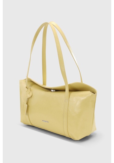 Rugan Sarı Kapaklı Bowling Omuz Çantası 270 Rugan Sarı