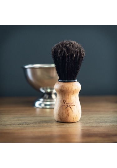 Razora Kayın Ağacından Sapıyla At Kılı Tıraş Fırçası