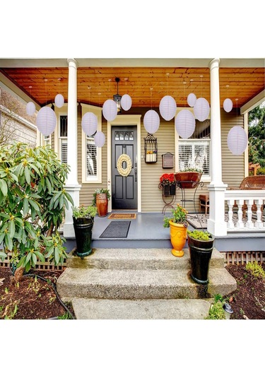 Tenfowee Beyaz Dairesel Kağıt Fener Seti 4 Adet Her Boyut: 4",6",8",10",12" - Toplam 20 Adet - Bayram, Düğün, Parti Ve Ev Dekorasyonu Asılı Aydınlatma