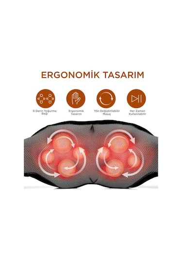 Qy - 666 Siyah Ovmalı Isıtmalı Boyun Sırt Bel Omuz Bacak Masaj Yastığı Masaj Aleti Siyah