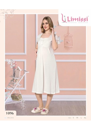 Limissi 1096 Sade Şık Hamile Lohusa Gecelik