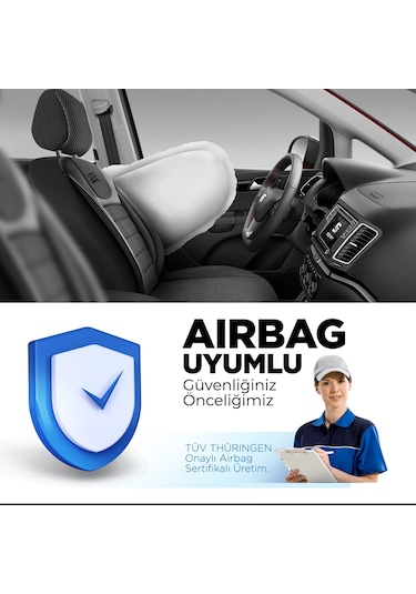 Panda Prestij Serisi Dokuma Kumaş Oto Koltuk Kılıfı  Siyah