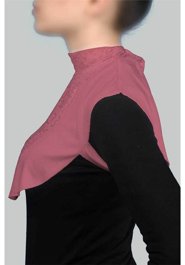 Altobeh Kadın Penye Tesettür Daire Yakalı Dantelli Boyunluk - Gül Kurusu Gülkurusu