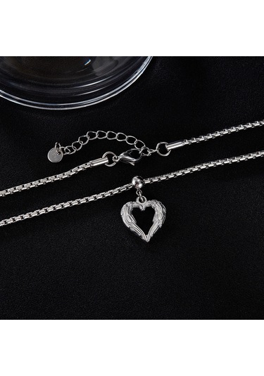 Opk Gx2410 Kişiselleştirilmiş Vintage Tüy Kalp Alaşımlı Kolye Çelik Kolye Çok Renkli