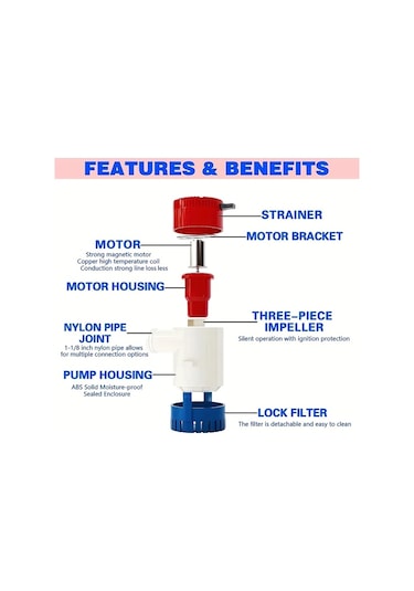 Boatshop1 1 Bilgisayar Yüksek Performanslı 1100gph 12v Dc Dalgıç Sintine Pompası Abs Malzeme Tekne Yat Karavan İçin