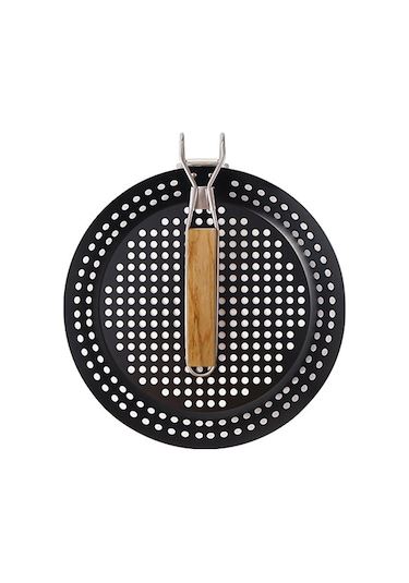 Symbee Dışarıda Kullanıma Uygun Katlanabilir Demir Izgara Tepsisi, Ahşap Kollü, Steak Ve Sebzeler İçin Non-stick Bbq Aleti Çok Renkli