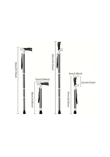 Ronglight Siyah Katlanır Alüminyum Alaşım Yürüyüş Bastonu