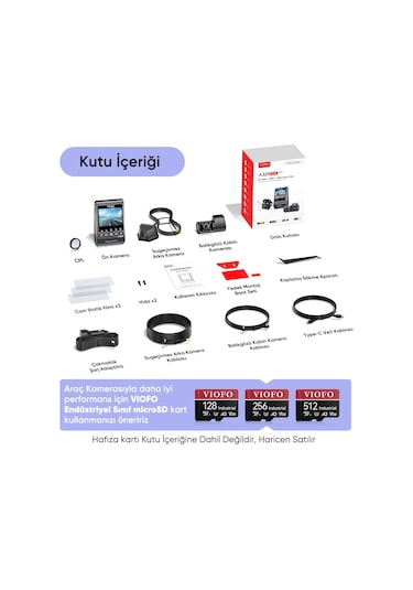 Viofo A329sw 3 Kameralı Ön+iç+arka Dış Su Geçirmez 4k+2k+2k Sony Starvıs 2 Sensör Gps'li Araç Kamerası