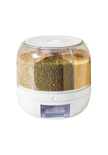 Pazly Yüksek Kapasiteli Beyaz Bölme Kavanoz - Dönen Ev Gereçleri Depolama Kutusu Beyaz