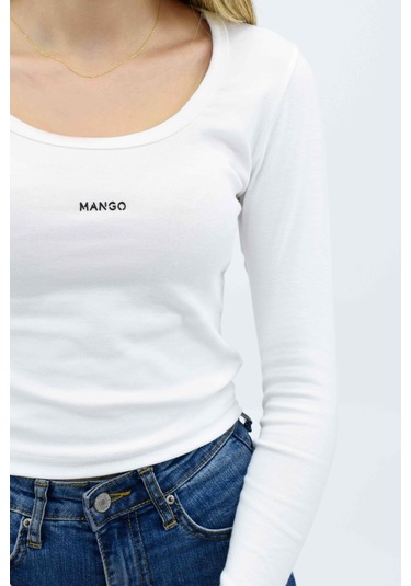 Baskılı Uzun Kollu Tişört - Beyaz Beyaz