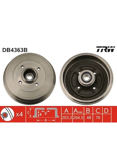 Trw Db4363b - Arka Fren Kampanası Rulmanlı Abs Sensörlü Renault