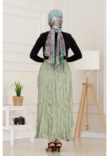 Sevitli Beli Lastikli Kraş Etek-mint Yeşili-4976 Mint Yeşili