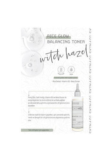 Skin401 Pirinç Özlü Aydınlatıcı Dengeleyici Tonik 200ml