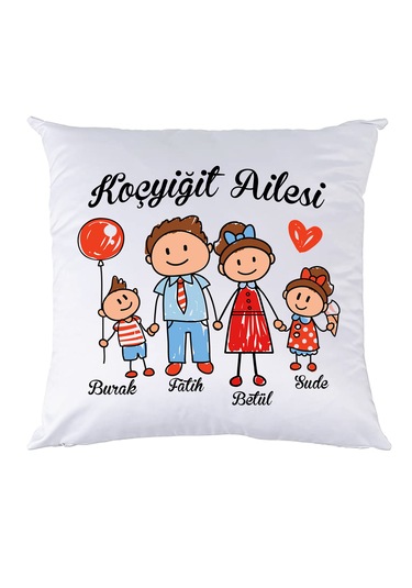 Çekirdek Ailem Isimli Hediye Yastık -Anneye Hediye, Babaya Hediye
