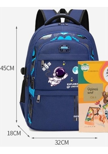 Öğrencilerin Yükünü Azaltan Omurga Korumalı Ultra Hafif Sırt Çantası Xnzzln Mavi