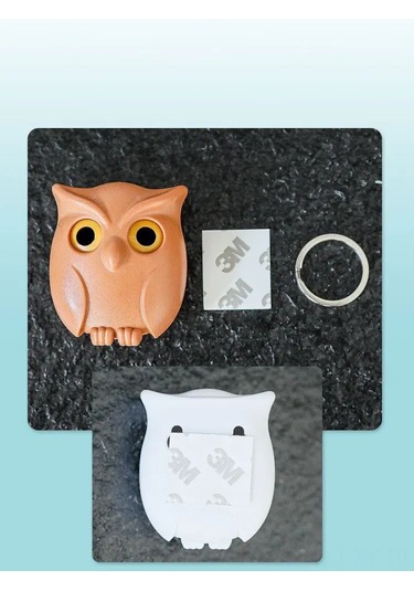 Shineyee Manyetik Baykuş Tasarımlı Anahtarlık Seti - 3'lü Paket, Pratik Yapışkanlı Duvara Montaj, Şık Ve Kullanışlı