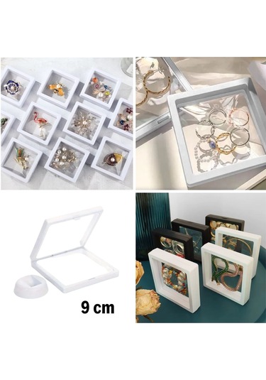9x9 Cm Standlı 3d Takı Ziynet Hatıra Koleksiyon Saklama Kutusu Şeffaf Film Çerçevesi 5256 Çok Renkli