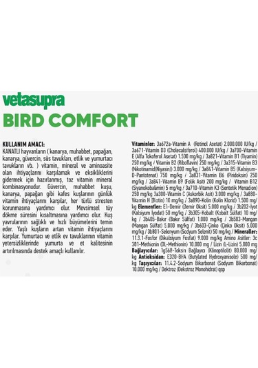 Vetasupra Bird Comfort - Kuşlar İçin Hayvan Yem Katkısı 500 Gr.