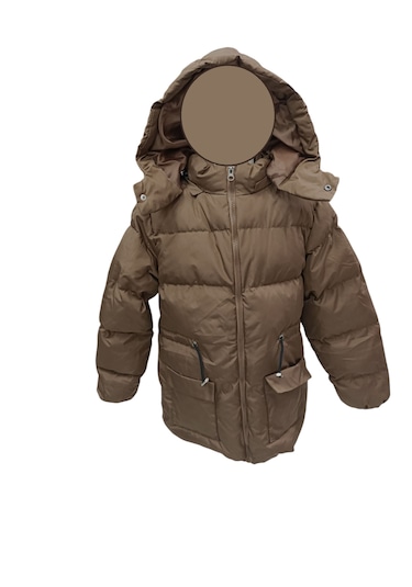 Kız Çocuk Kapüşonu Çıkabilen Fermuar Kapamalı Beli İp Bağlamalı İçi Peluş Astarlı Kahverengi Mont Kahverengi