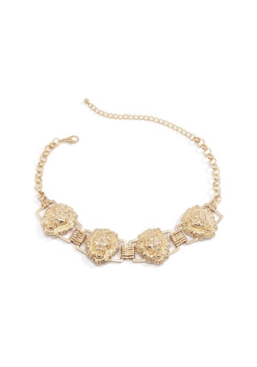 Mücevher Kişiliği Geometrik Punk Hayvan Kolyesi Abartılı Metal Kabartma Aslan Başı Üç Boyutlu Kolye Diğer