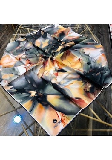 Vissona Twill İpek Eşarp Zümrüt Yeşili, Hardal 14215-0036