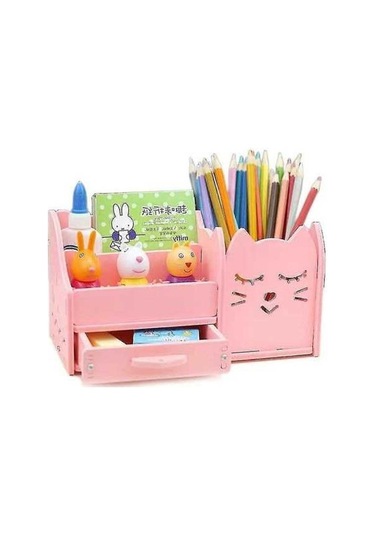 Fortunelane 2024 Yeni Masa Düzenleyici Pembe Kalemlik Çocuklar İçin Kırtasiye Depolama