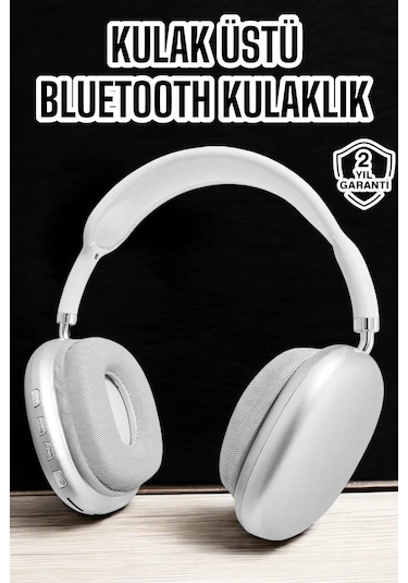 P9 Plus Kablosuz Kulak Üstü Bluetooth Kulaklık Beyaz Yüksek Ses Kaliteli
