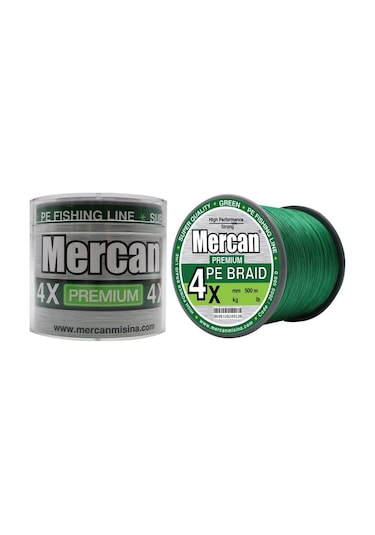 Mercan Pe Örgü Premium 4X İp 500 M Yeşil Misina