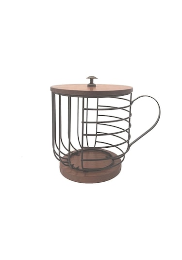 Kahve Arkadaşı Depolama Rafı Kupa Şeklinde Mutfak Depolama Sepeti, Size:gold With Words Lid Diğer