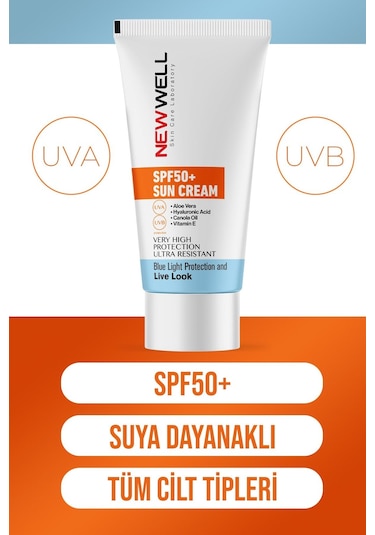 New Well Yüksek Koruma Spf 50+ Aloe Vera Güneş Kremi 50 ML