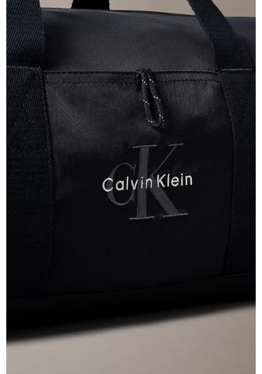 Erkek Nakış Logolu Silindir Seyahat Çantası - Siyah Black