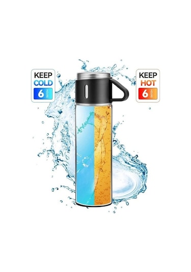 Pazly Paslanmaz Çelik Termos Şişe, Vakum Yalıtımlı, 500ml, Gümüş Renk, Spor Ve Günlük Kullanım İçin Gümüş