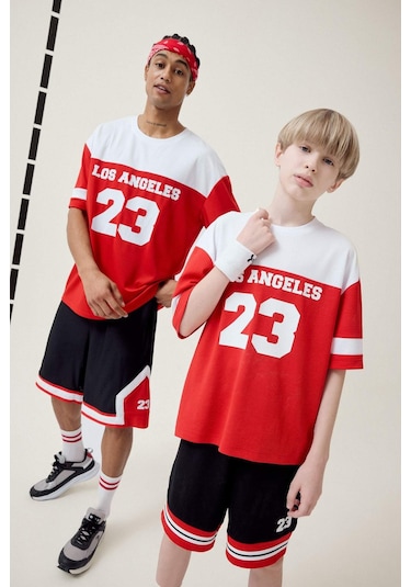 DeFactoFit Hızlı Kuruyan Oversize Geniş Kalıp Bisiklet Yaka Baskılı Sporcu Kısa Kollu Tişört E4120AX25SMRD256