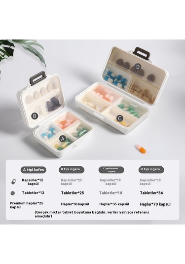 Taşınabilir İlaç Dağıtım Kutusu-beyaz Dikdörtgen