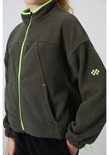 Tommy Life Haki Kalın Yumuşak Dokulu Standart Fit Nakışlı Polar Kız Çocuk Sweatshirt - 75157 Haki