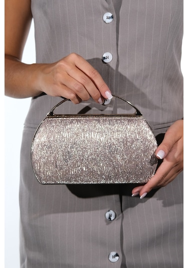 Vıoleta Altın Desenli Kadın Abiye Çanta Altın