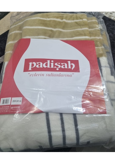 Padişah Halı Çift Kişilik Battaniye 200 240 Cm Krem Sarı Gri