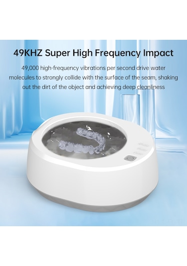 Lemestar A9 Ultrasonik Temizleyici 340ml 304 Çelik Tank 3 Ayar Zamanlama 49khz Titreşim 100-240v Avrupa Standartı Gözlük/laboratuvar Beyaz