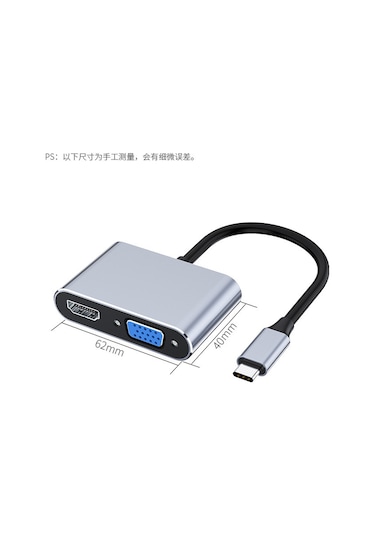 Skycity Usb-c Dönüştürücü Hdmı Vga 4k, Çift Ekranlı Video, Ses Desteği, Taşınabilir Type-c Hub