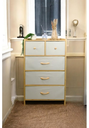 Digithome Bambu 5 Çekmeceli Dolap Çok Amaçlı Düzenleyici Organizer Şifonyer - B9198