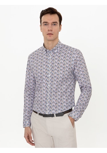 Cacharel Sarı Slim Fit Uzun Kollu Gömlek