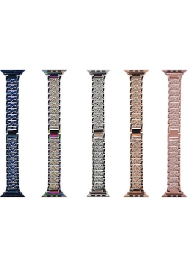 Apple Uyumlu  Watch Seri 42/44 Mm Metal Three Beads Set Kol Kordon (522685426)-Çeşitli Renk