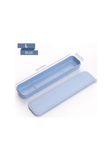 Mavi 21/24cm Pp Taşınabilir Seyahat Sofra Saklama Kutusu Kasa Gıda Sınıfı Yemek Takımı Çatal Kaşık Kutusu Çocuk Kaşıklık 56639111